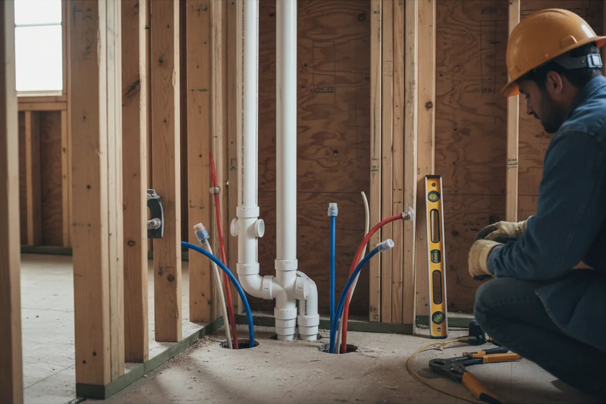 Drain and supply rough-in during Leak Detection in La Blanca